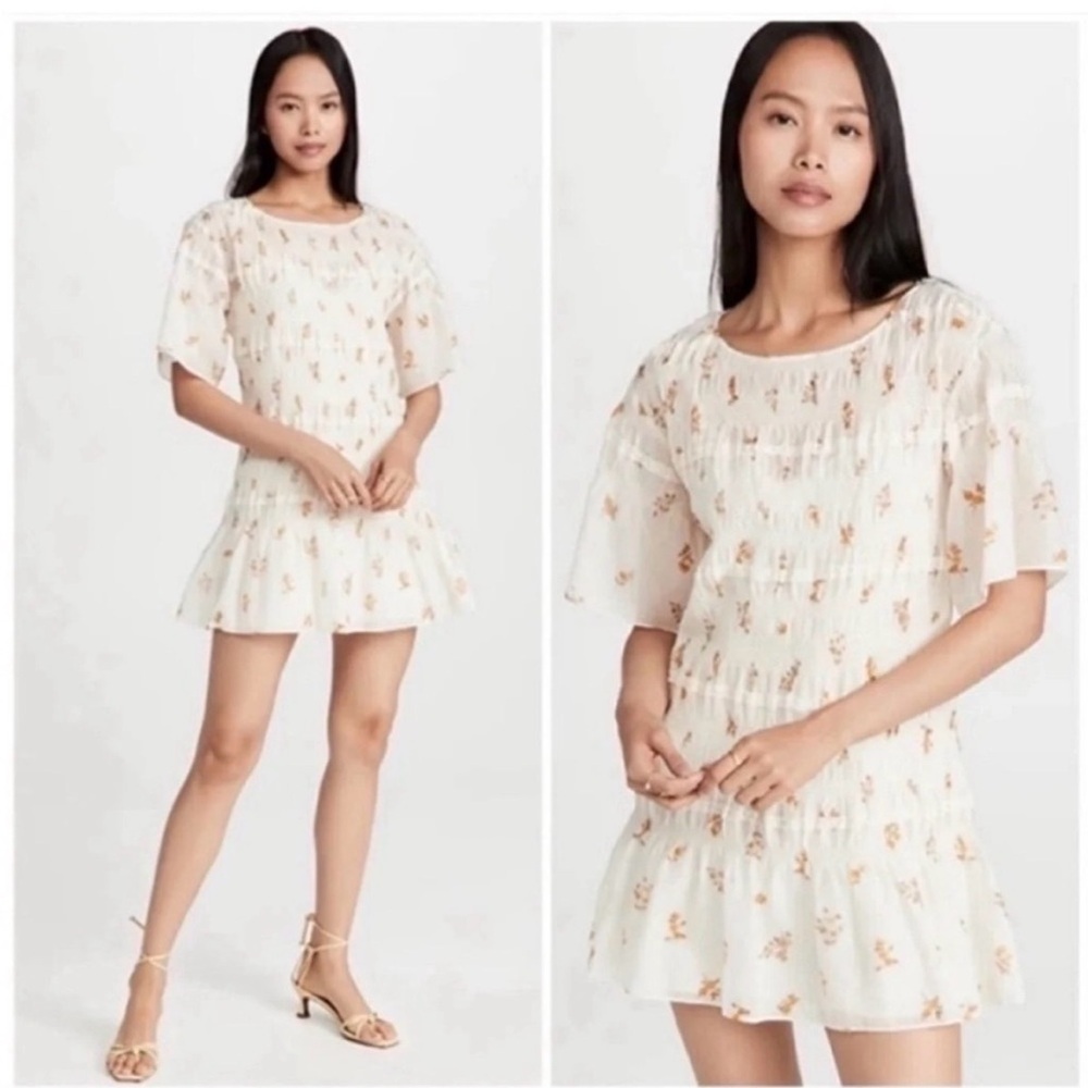 Rebecca Taylor Marigold Fleur Ines Smocked Floral Mini‎ Dress